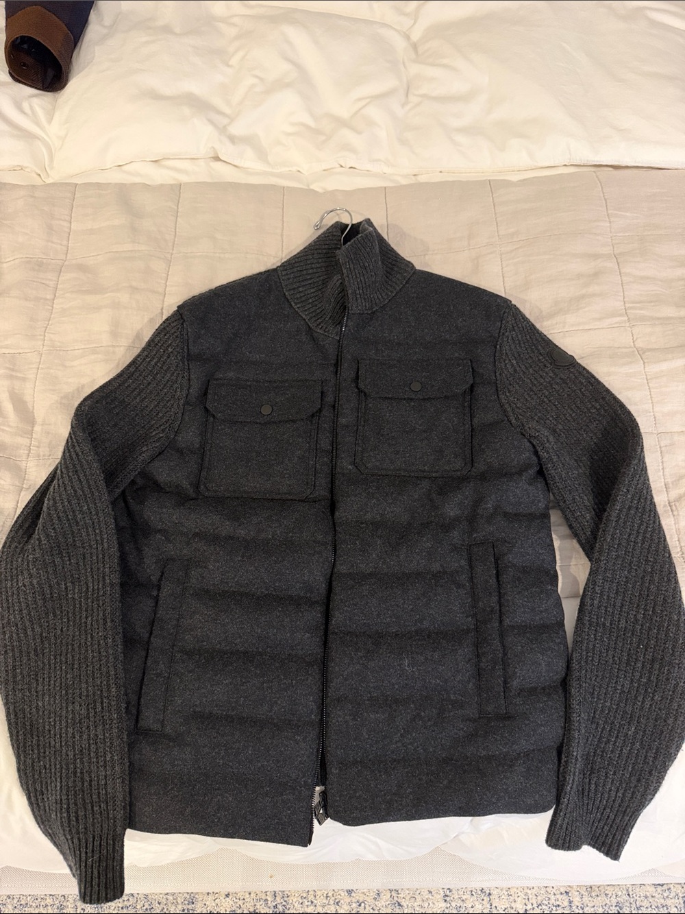 NWT-Moncler Maya Corduroy Down Puffer Jacket - Night Blue Navy - Size 3 / M